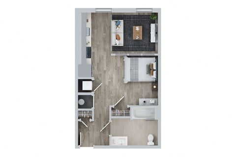 Floor plan for studio, 1 bath, 540 sqft